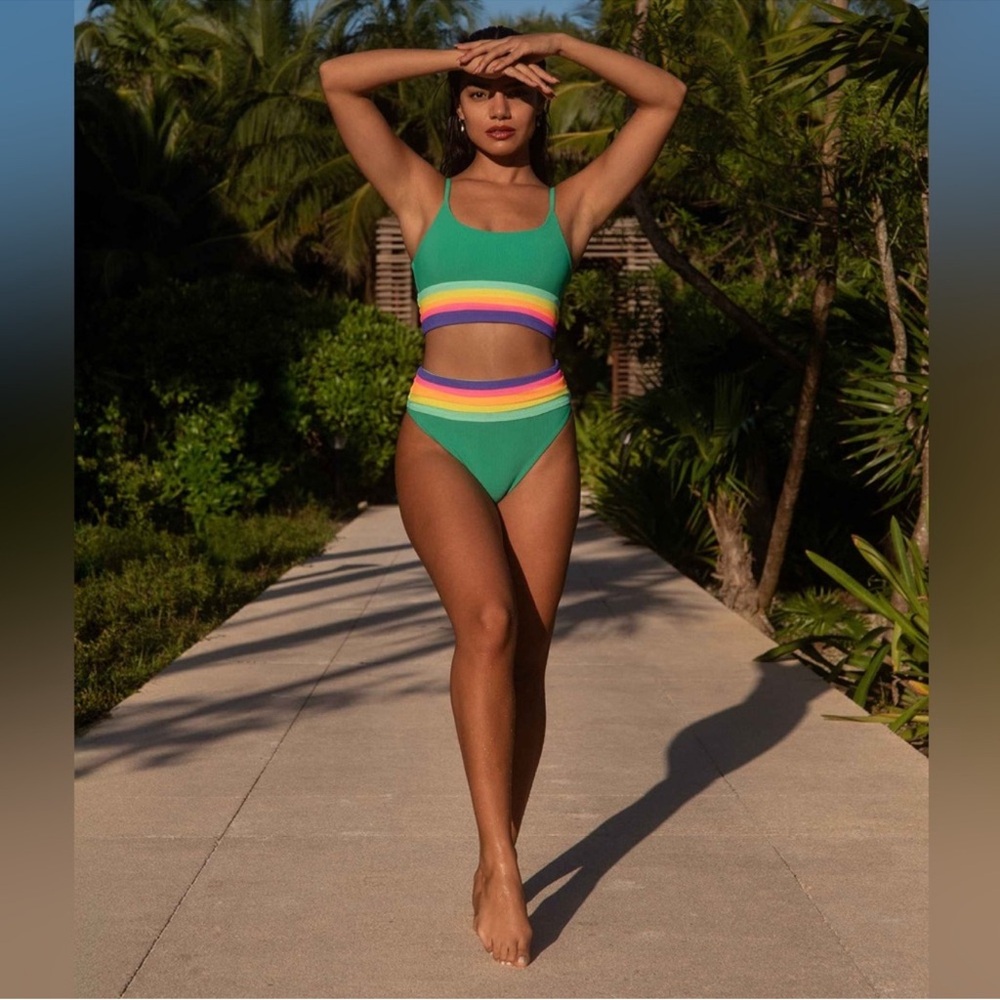 NWT Beach Riot Millie Ribbed Colorblock High
Waisted Swim Bottom - Picture 2 of 11